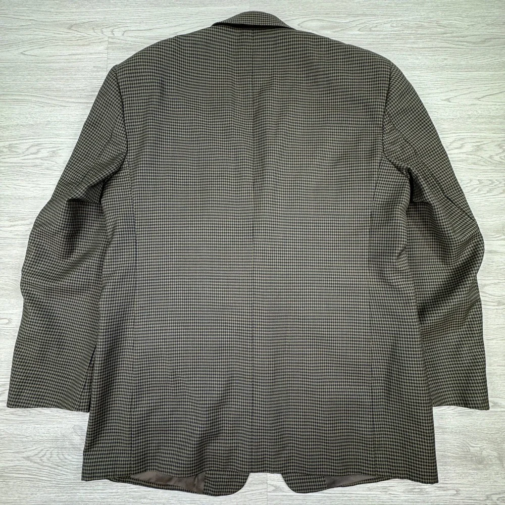 Roberto Villini Mens‎ Blazer Super 100 Wool Houndstooth Brown Green 44 LN Italy